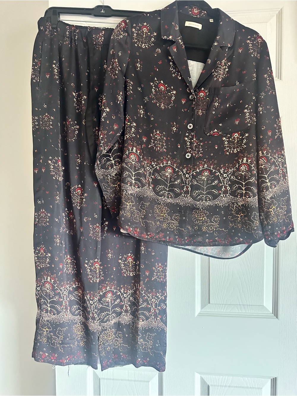 Rebecca Taylor Black Floral Button-Front Top